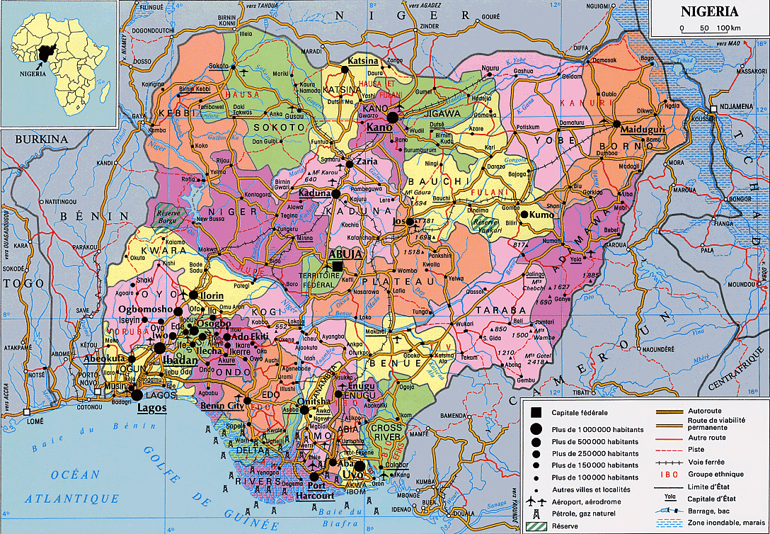 la carte du Nigéria